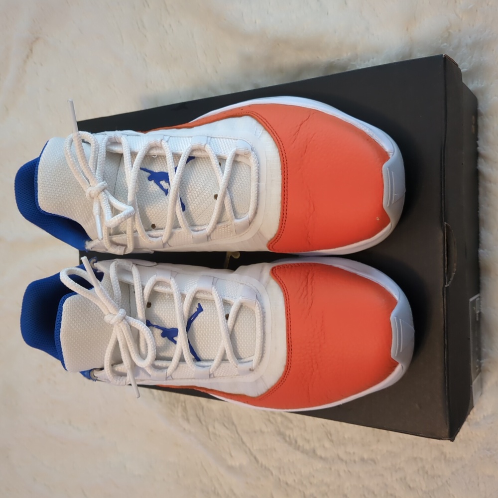 Air Jordans, orange basketball leather toe, low top, 3/4 top